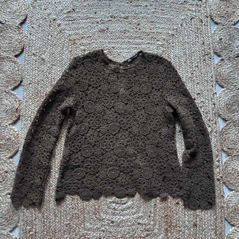 ZARA Crochet Lace Top – Size M – New without tags 🤎 - Picture 7 of 12